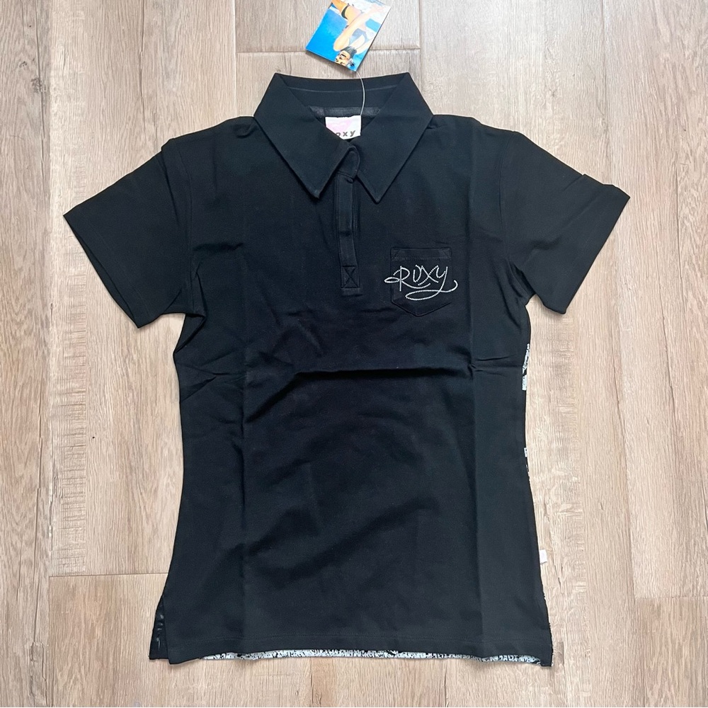 Roxy Girl Sports T Shirt Top Beach On The Back Black Size M‎ NWT